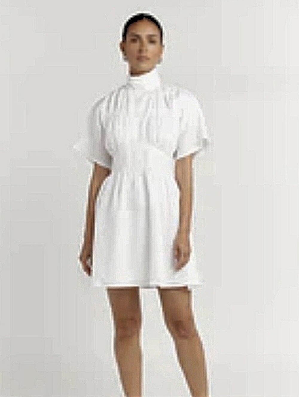 DISSH Tina White Linen High Neck Dress Women's 10 NWT Resortwear Bridal Shower